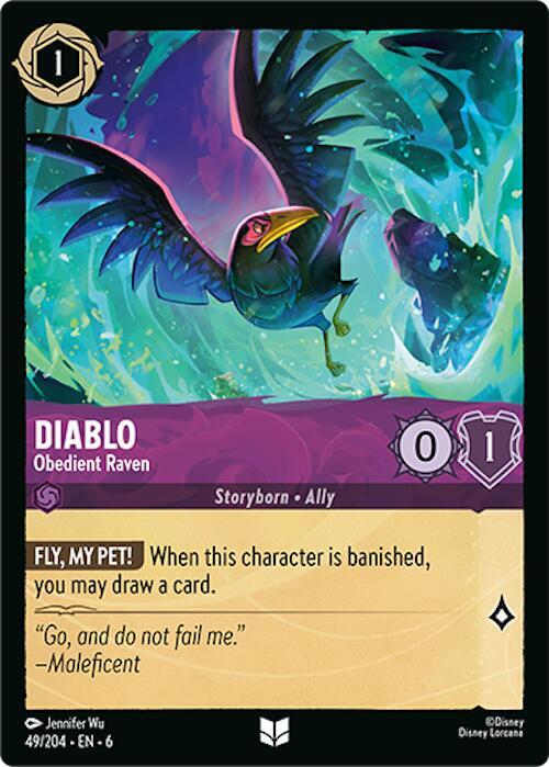 Diablo - Obedient Raven Uncommon Azurite Sea 49/204 NM (Back)
