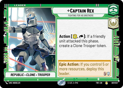 Captain Rex - Fighting For His Brothers Rare Twilight of the Republic 007/257 NM