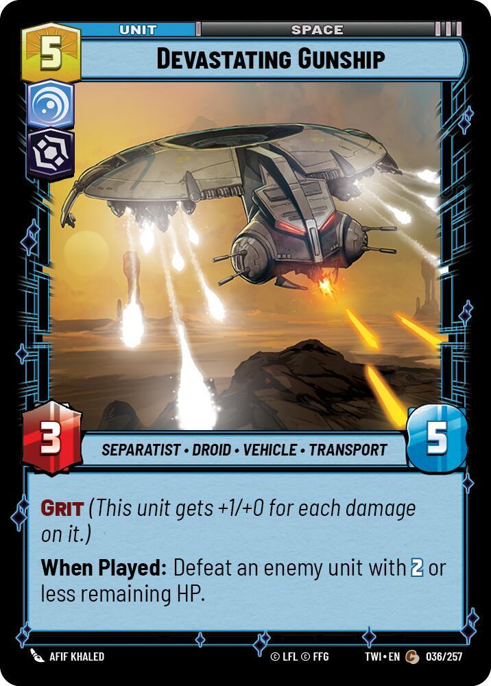 Devastating Gunship Common Twilight of the Republic 036/257 NM (Back)