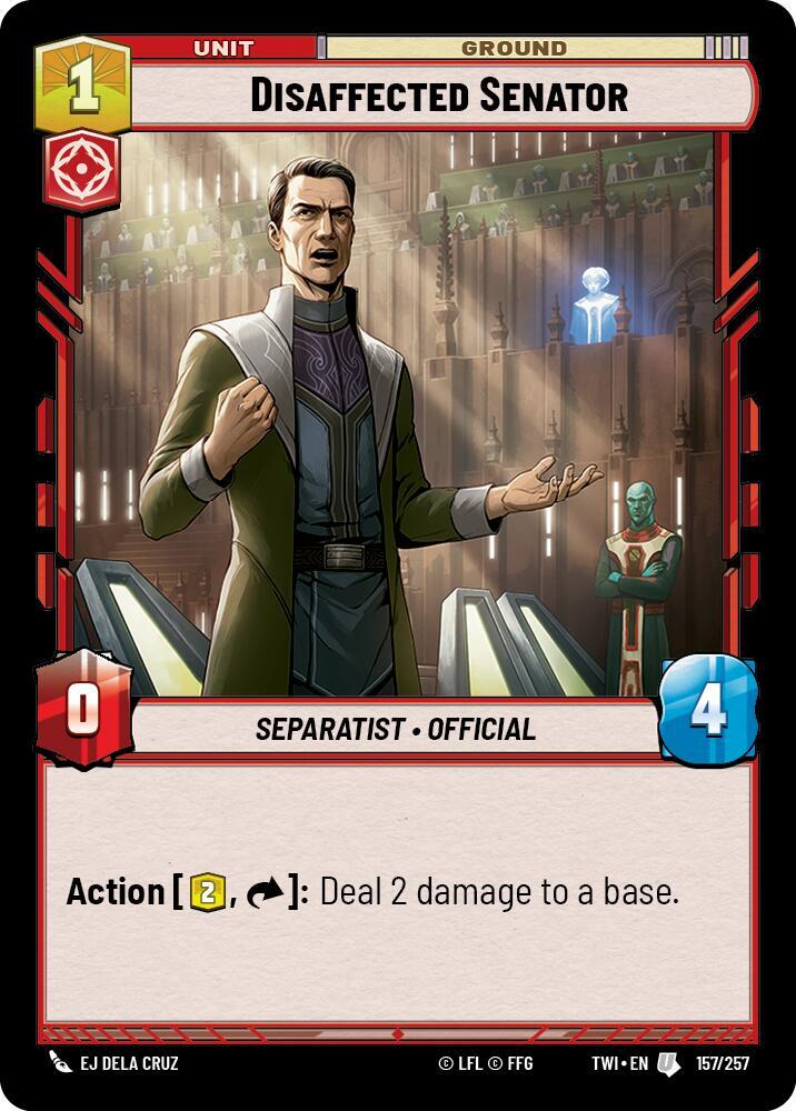 Disaffected Senator Uncommon Twilight of the Republic 157/257 NM (Back)