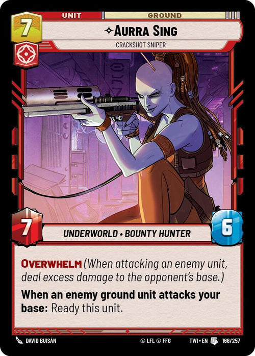 Aurra Sing - Crackshot Sniper Uncommon Twilight of the Republic 166/257 NM (Back)