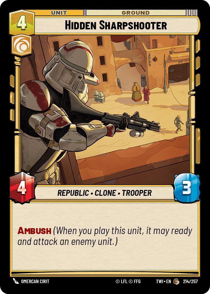 Hidden Sharpshooter Common Twilight of the Republic 214/257 NM (Back)