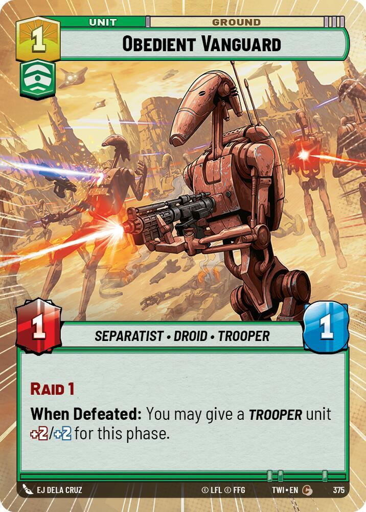 Obedient Vanguard (Hyperspace) Common Twilight of the Republic 375 NM (Back)