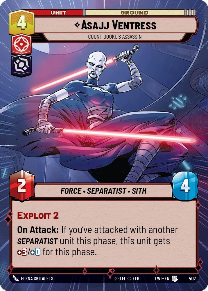 Asajj Ventress - Count Dooku's Assassin (Hyperspace) Uncommon Twilight of the Republic 402 NM (Back)