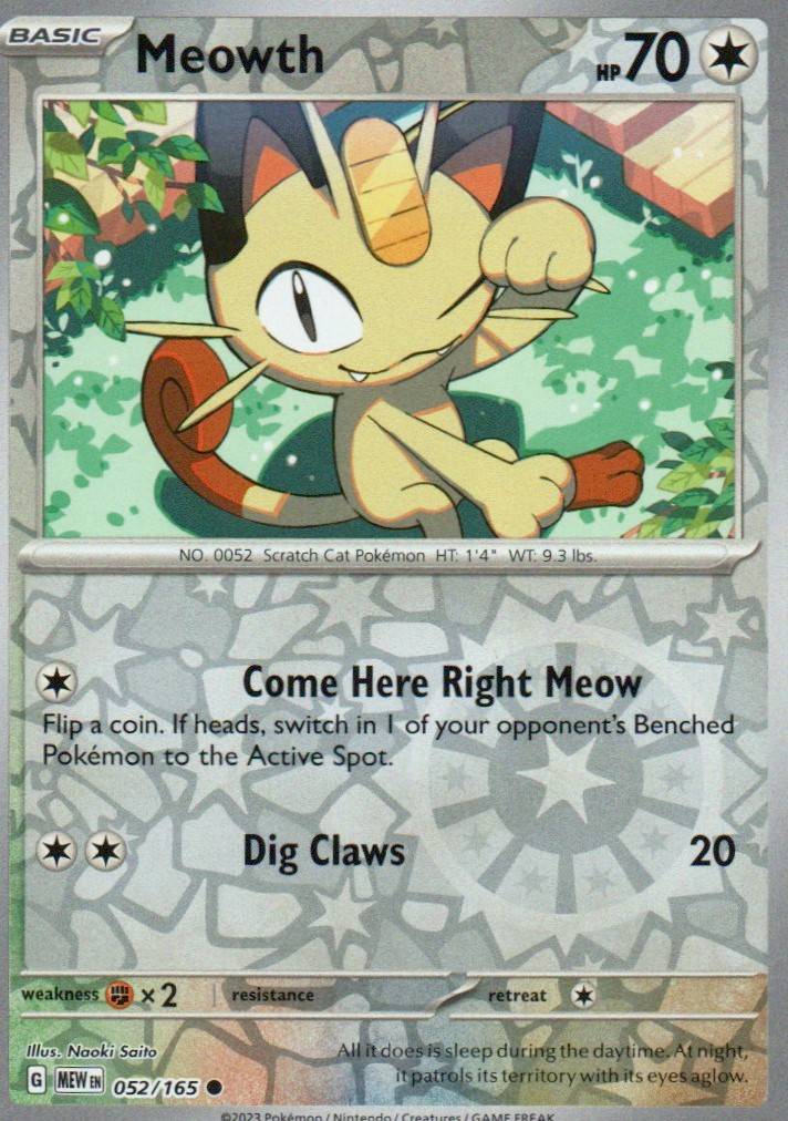 Meowth Common SV: Scarlet & Violet 151 052/165 NM
