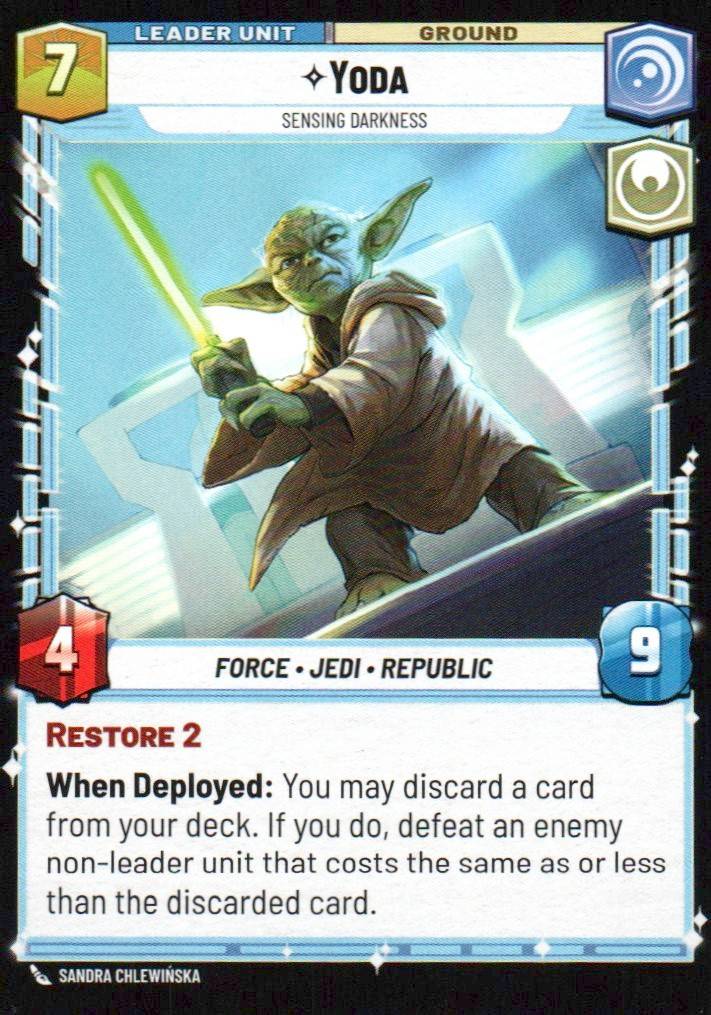 Yoda - Sensing Darkness Rare Twilight of the Republic 004/257 NM (Back)