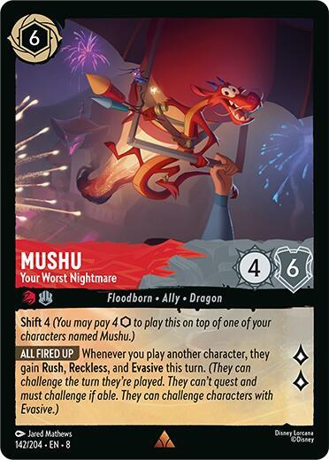 Mushu - Your Worst Nightmare Rare Reign of Jafar 142/204 NM (Back)