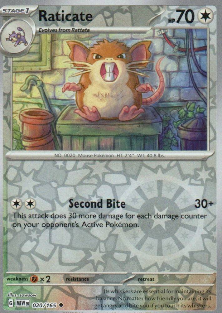 Raticate Uncommon SV: Scarlet & Violet 151 020/165 NM