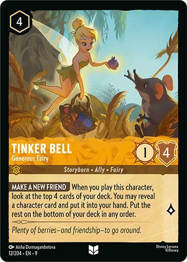 Tinker Bell - Generous Fairy Uncommon Fabled 12/204 NM (Back)