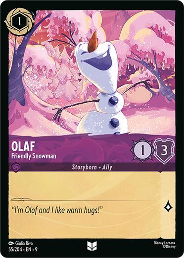 Olaf - Friendly Snowman Uncommon Fabled 55/204 NM (Back)