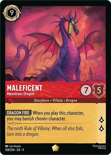 Maleficent - Monstrous Dragon Legendary Fabled 108/204 NM (Back)