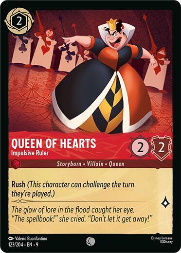 Queen of Hearts - Impulsive Ruler Common Fabled 123/204 NM (Back)