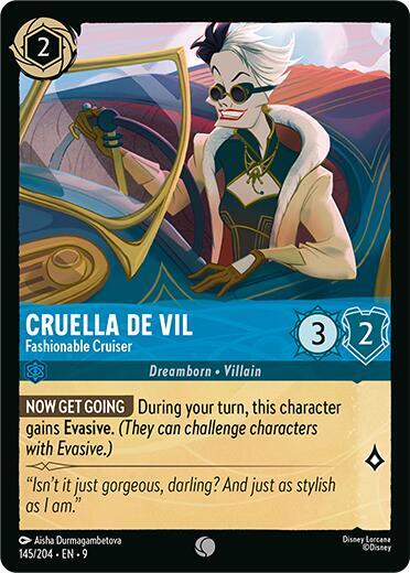 Cruella De Vil - Fashionable Cruiser Common Fabled 145/204 NM (Back)