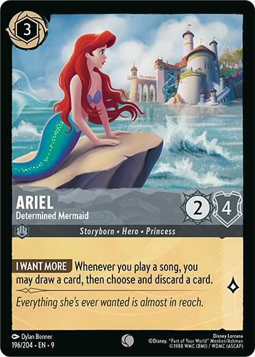 Ariel - Determined Mermaid Common Fabled 196/204 NM (Back)