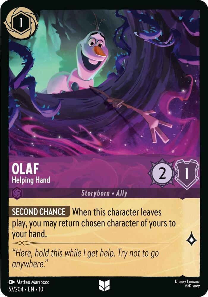Olaf - Helping Hand Uncommon Whispers in the Well 57/204 NM (Back)
