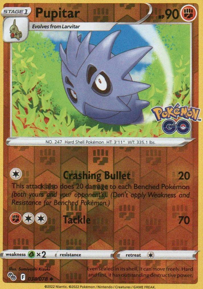 Pupitar Uncommon Pokemon GO 038/078 NM