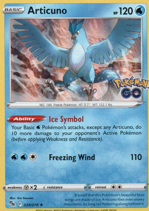 Articuno Holo Rare Pokemon GO 024/078 NM