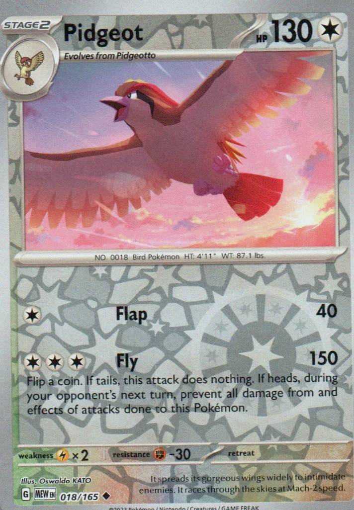 Pidgeot Uncommon SV: Scarlet & Violet 151 018/165 NM