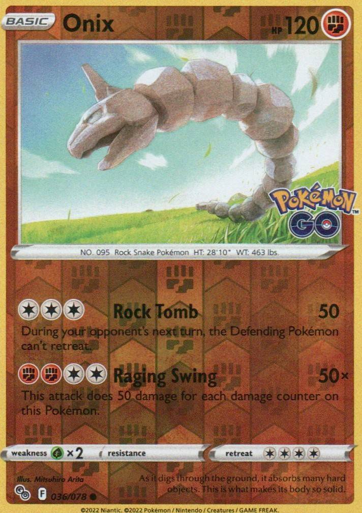 Onix Common Pokemon GO 036/078 NM