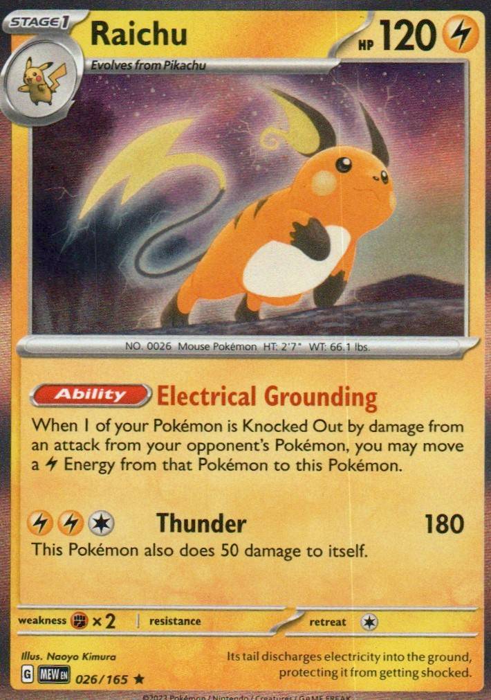 Raichu Rare SV: Scarlet & Violet 151 026/165 NM