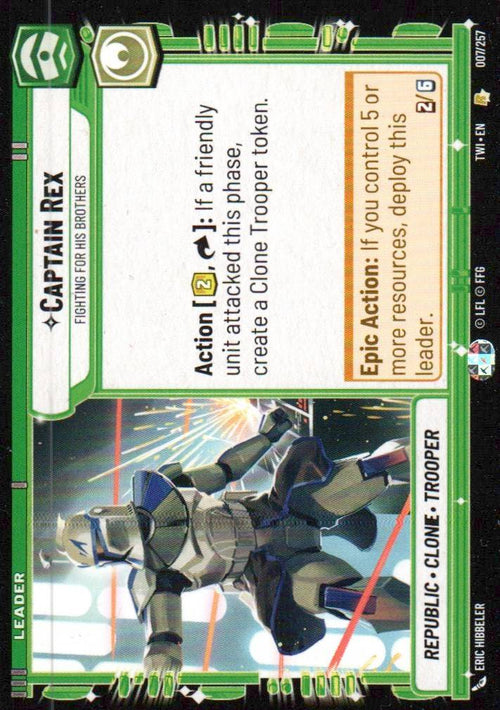 Captain Rex - Fighting For His Brothers Rare Twilight of the Republic 007/257 NM (Back)