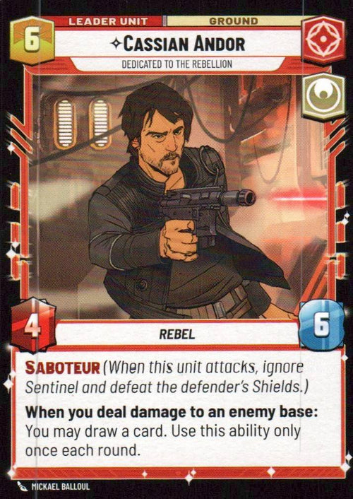 Cassian Andor - Dedicated to the Rebellion Rare Spark of Rebellion 013/252 NM (Back)
