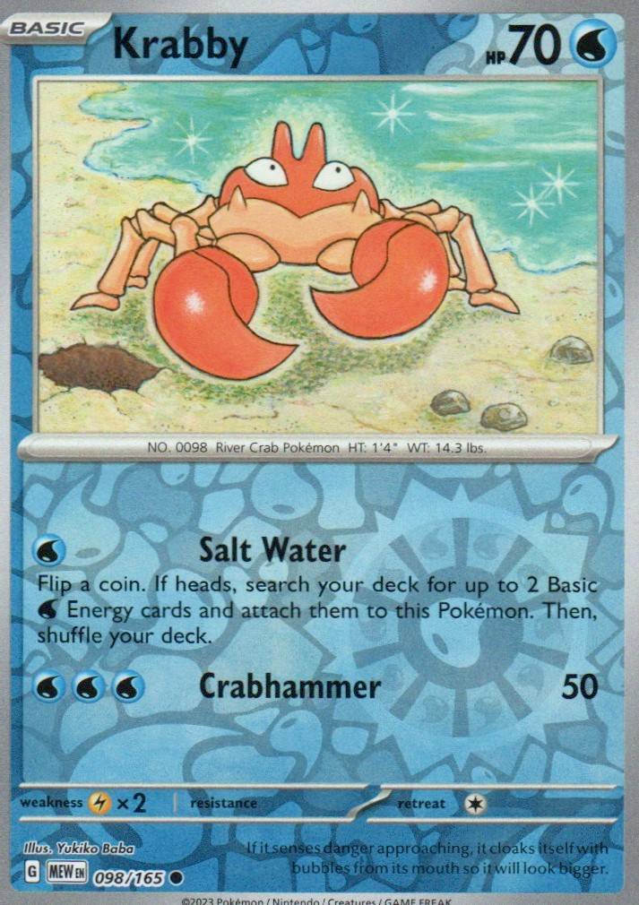 Krabby Common SV: Scarlet & Violet 151 098/165 NM