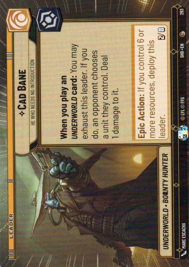 Cad Bane - He Who Needs No Introduction (Hyperspace) Common Shadows of the Galaxy 293 NM (Back)