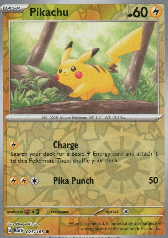 Pikachu - Common SV: Scarlet & Violet 151 025/165 NM